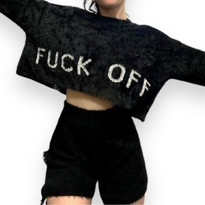 Nasty Gal “Get The Message” Fluffy Knit Short Lounge Set